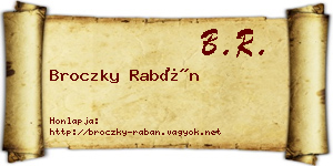 Broczky Rabán névjegykártya